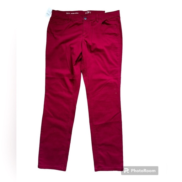 LOFT Pants Womens 14 regular Washed Red Modern Skinny Leg 32 Stretch NWT - Picture 1 of 4
